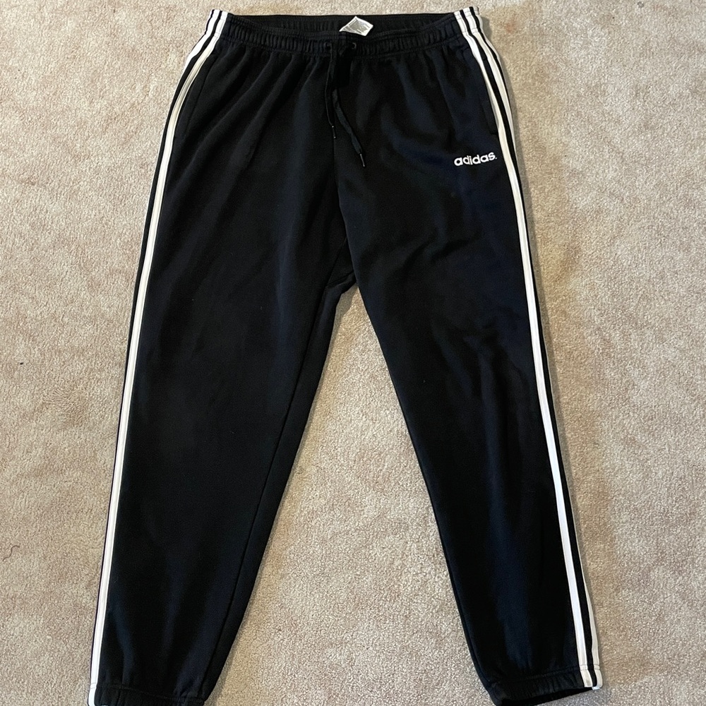 Adidas Women's Black Joggers w/ White Stripes - Size XL